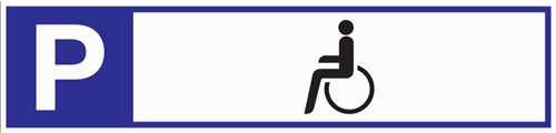 Parkplatzbeschilderung Parkplatz für Behinder.L460xB110mm Alu.weiß/blau/schw.