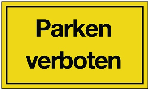 Hinweiszeichen Parken verboten L250 x B150 mm gelb schwarz Ku.