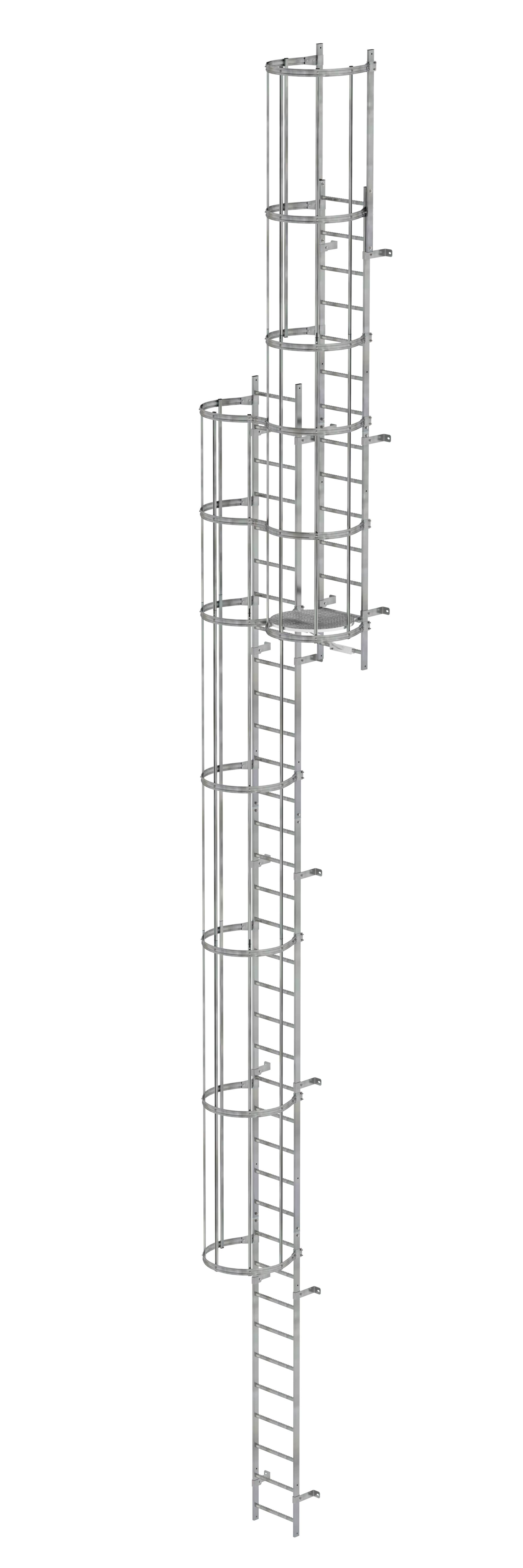 MUNK Mehrzügige Steigleiter mit Rückenschutz (Bau) Stahl verzinkt  