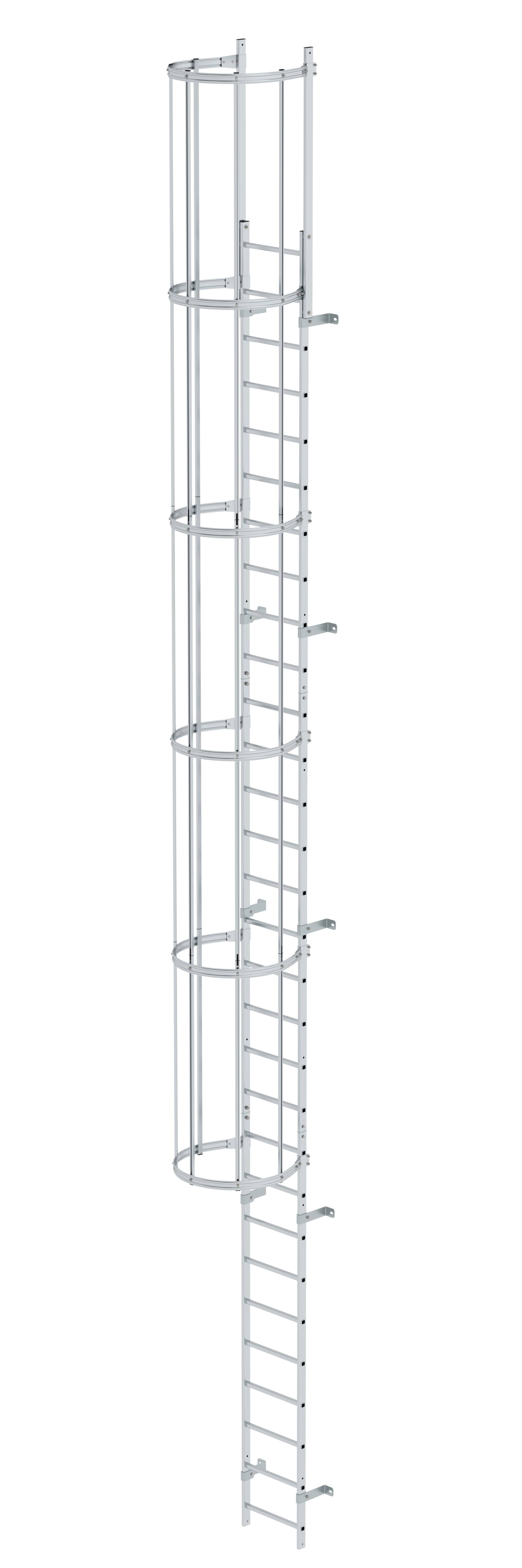 MUNK Einzügige Steigleiter mit Rückenschutz Aluminium blank  