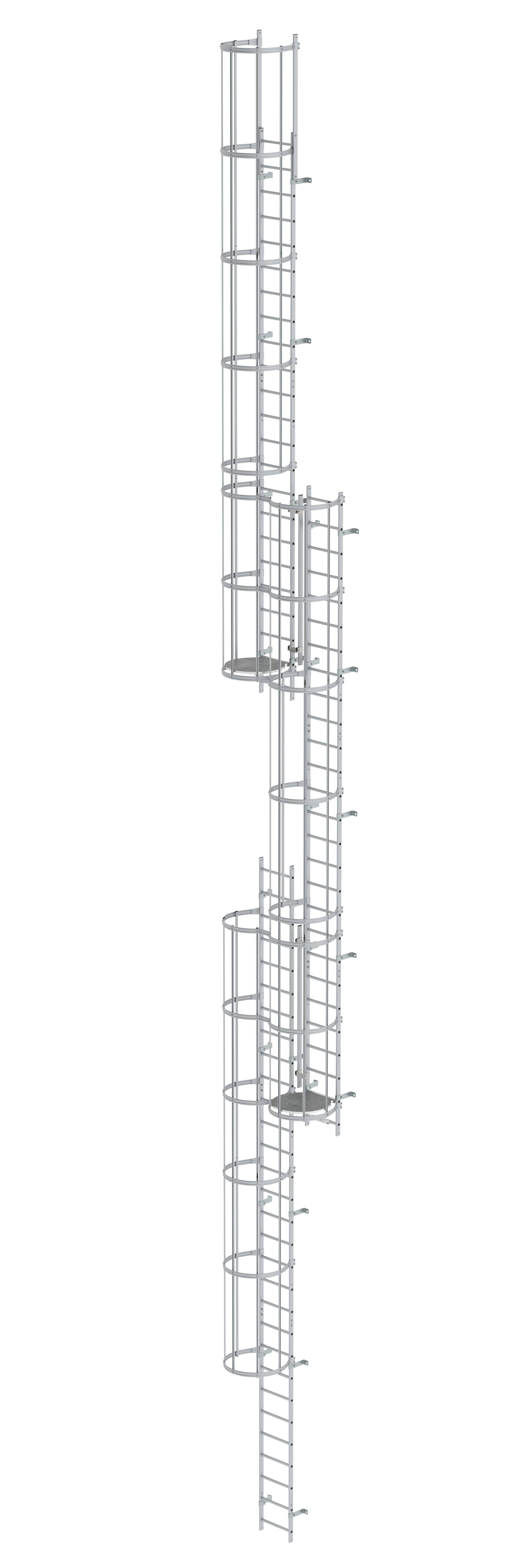 MUNK Mehrzügige Steigleiter mit Rückenschutz (Maschinen) Aluminium blank  