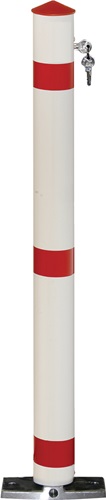 Sperrpfosten Alu.rot-weiß D.75 mm Kippbar zum Aufdübeln mit Fußbestätigung