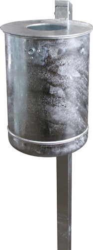 Abfallbehälter H420 x Ø340 mm 35l verz.ungelocht m.Rechteckständer