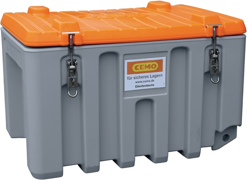 Werkzeugbox B800 x T600 x H530 mm PE grau/orange 150l fahrbar