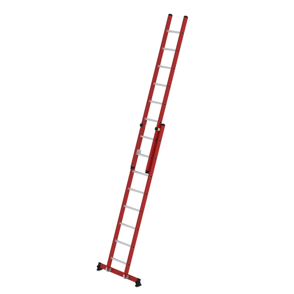 MUNK Sprossen-Schiebeleiter 2-teilig GFK/Alu mit nivello®-Traverse  