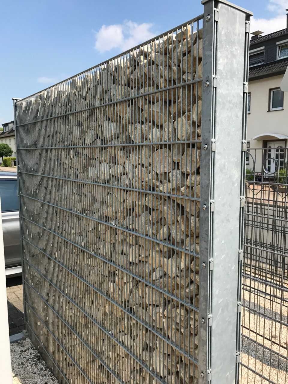 Gabionenpfahl feuervz.120 x 40 x 3 mm ZH=1030 mm GL=1080 mm mit Bodenplatte