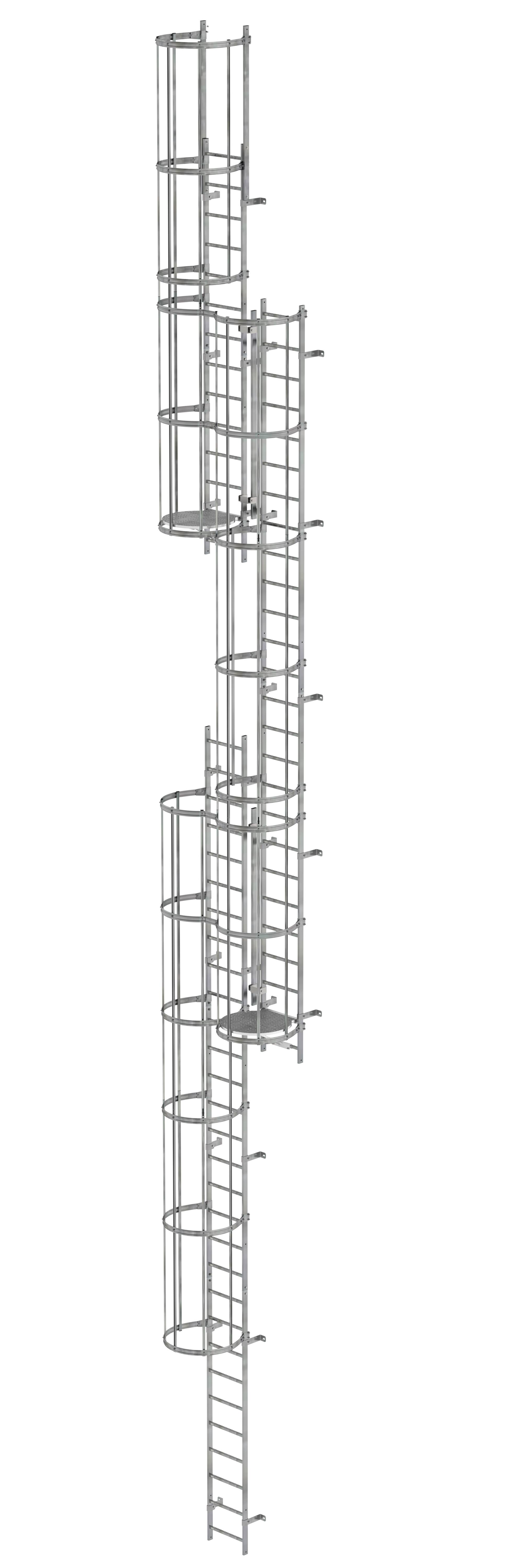 MUNK Mehrzügige Steigleiter mit Rückenschutz (Maschinen) Stahl verzinkt  