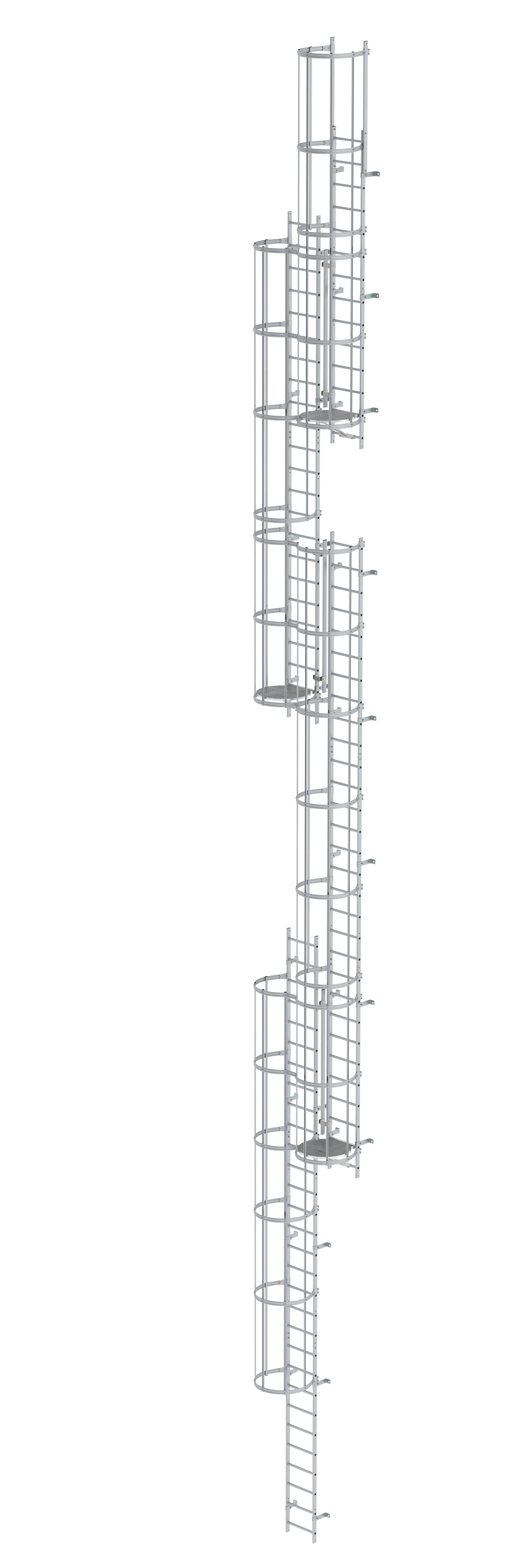 MUNK Mehrzügige Steigleiter mit Rückenschutz (Maschinen) Aluminium blank  
