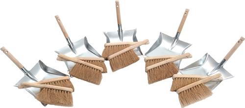 Kehrschaufelset mit Holzgriff 10 x Kokoshandfeger 5 x Kehrschaufel