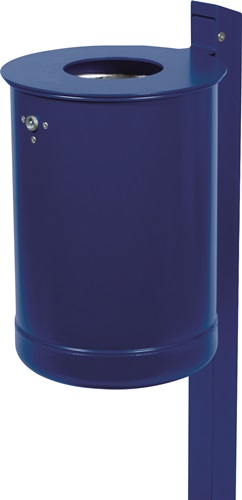 Abfallbehälter H420 x Ø340 mm 35l kobaltblau ungelocht m.Rechteckständer