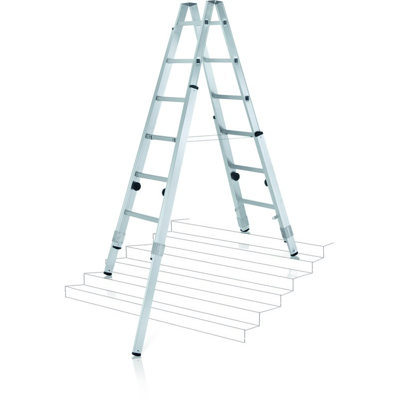 ZARGES Varioflex B Gebördelte Sprossen-Stehleiter mit verlängerbaren Holmen