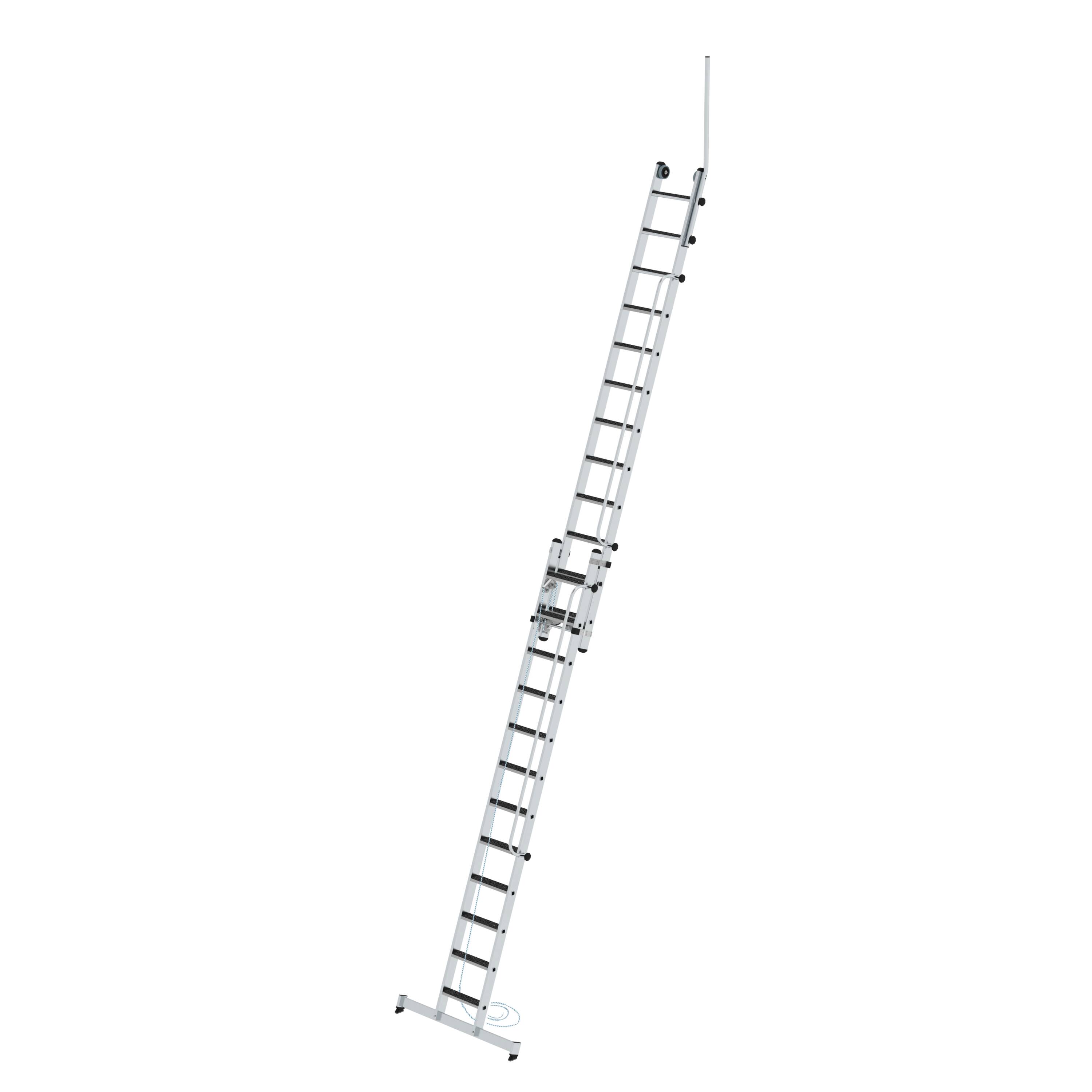 MUNK Stufen-Seilzugleiter 2-teilig mit Handlauf und Ausstiegsholm  