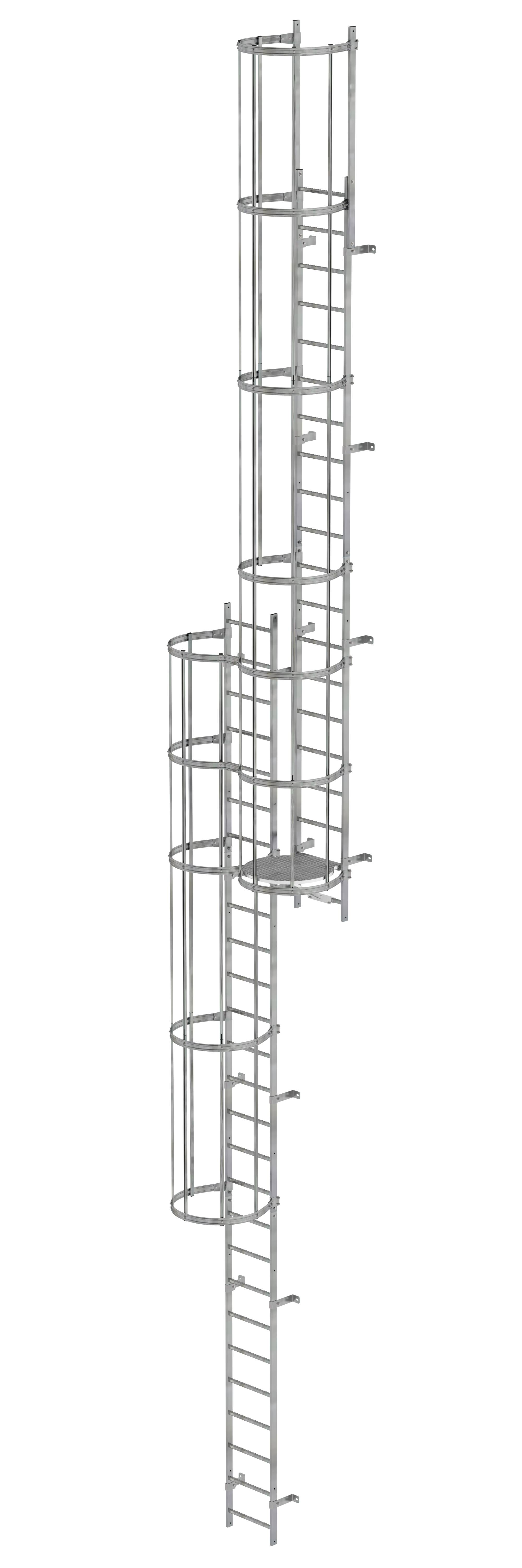 MUNK Mehrzügige Steigleiter mit Rückenschutz (Notleiter) Stahl verzinkt  