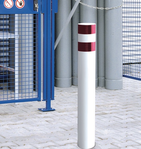 Rammschutzpoller Rohr-Ø159 x H1600 mm weiß zum Betonieren STA