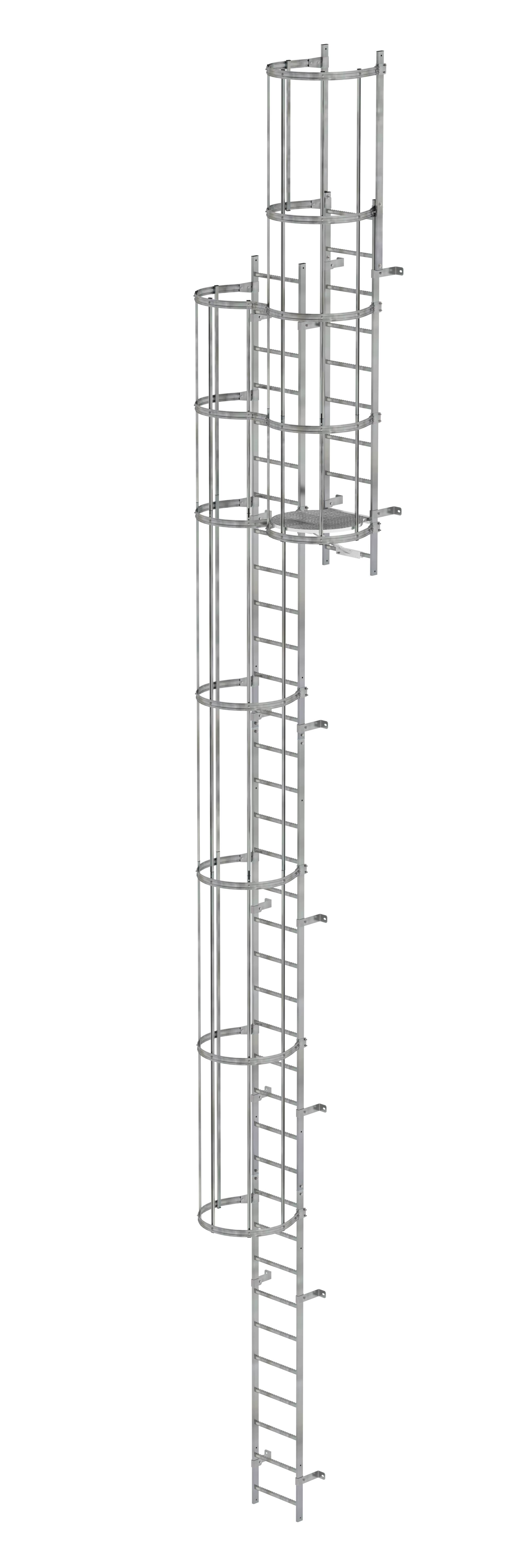 MUNK Mehrzügige Steigleiter mit Rückenschutz (Bau) Stahl verzinkt  