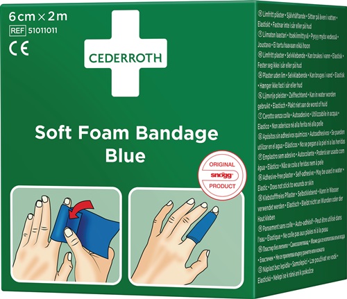 Pflaster u.Bandage Soft Foam selbsthaftend elastisch,blau Rl.6cm x 2m