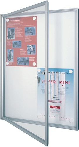Flachschaukasten DIN A4 B260 x H350 mm Alurahmen-Glastür für Innenbereich