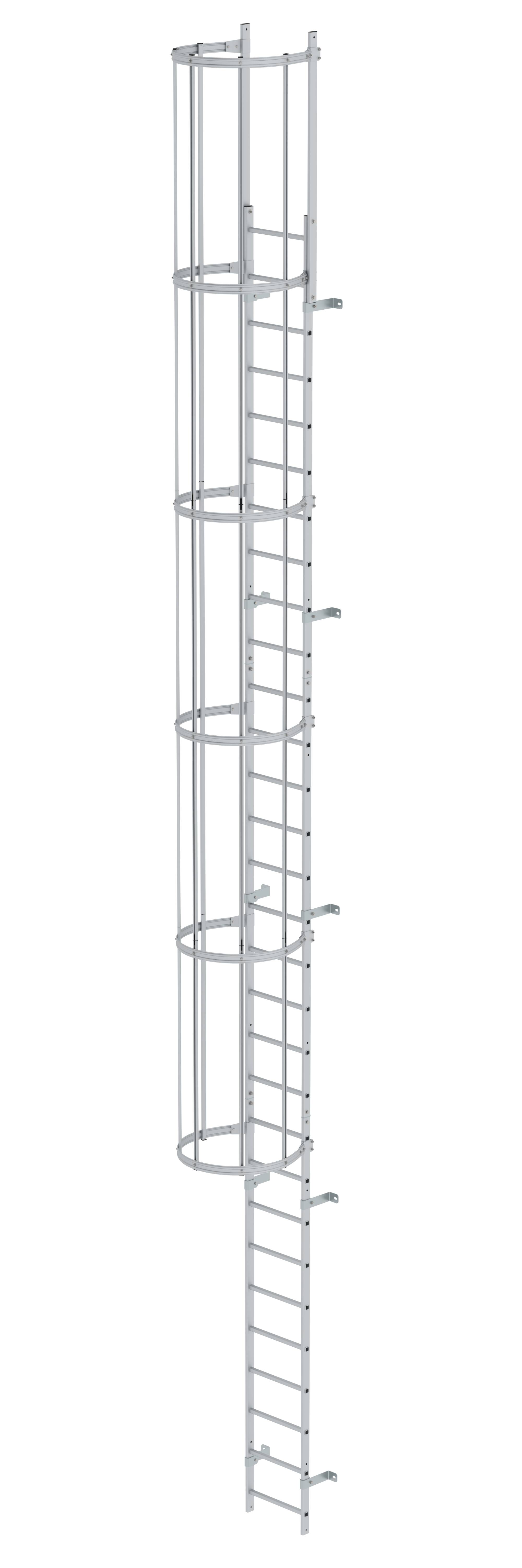 MUNK Einzügige Steigleiter mit Rückenschutz Aluminium eloxiert  