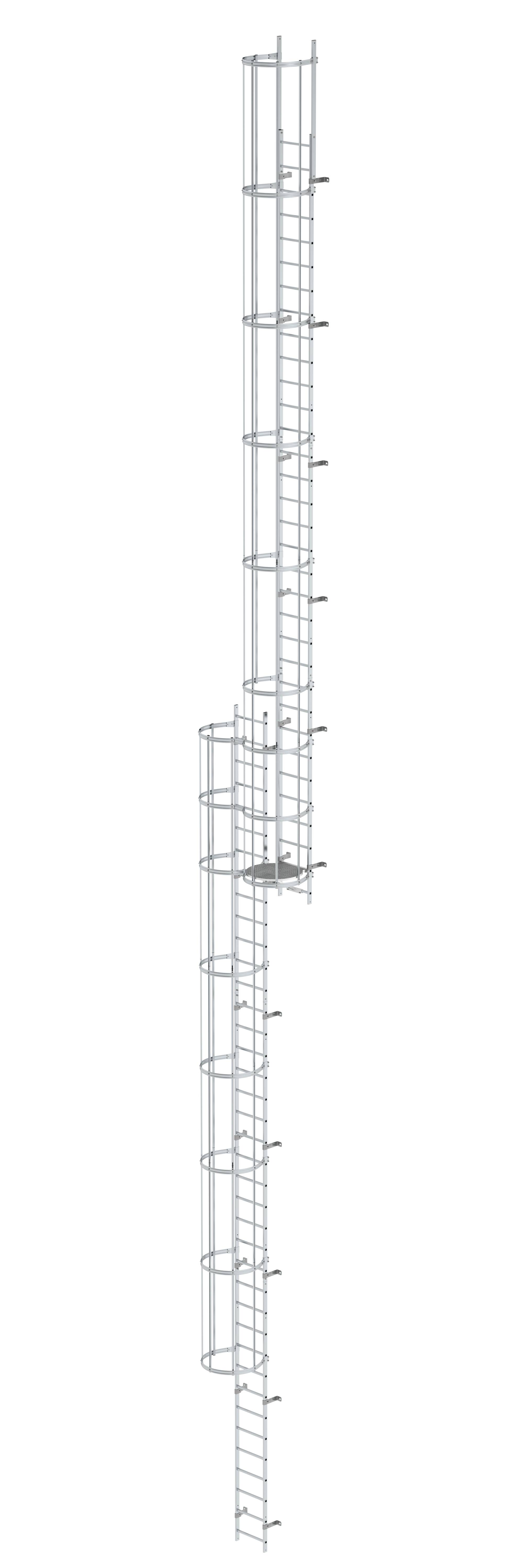 MUNK Mehrzügige Steigleiter mit Rückenschutz (Bau) Aluminium blank  