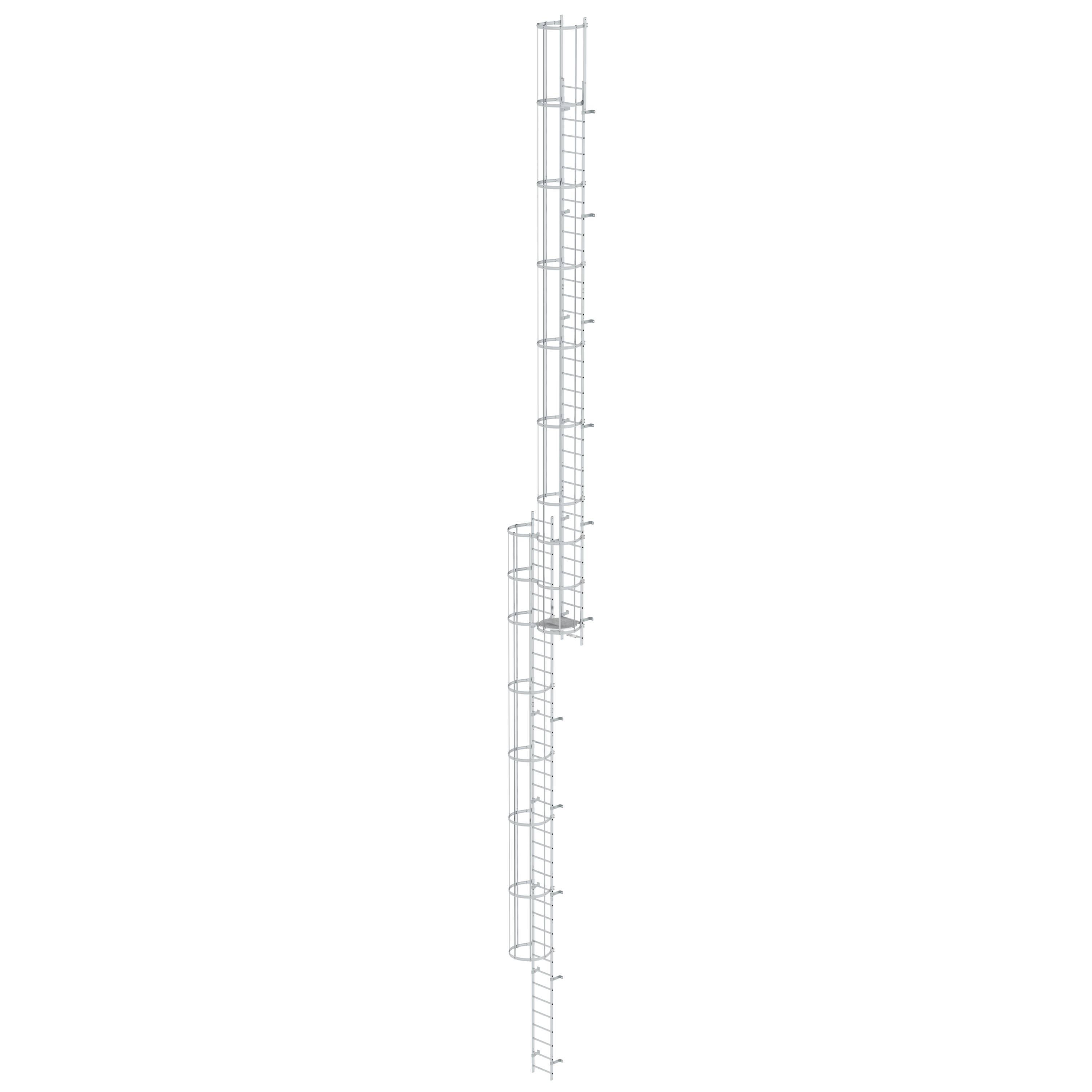 MUNK Mehrzügige Steigleiter mit Rückenschutz (Bau) Aluminium blank  