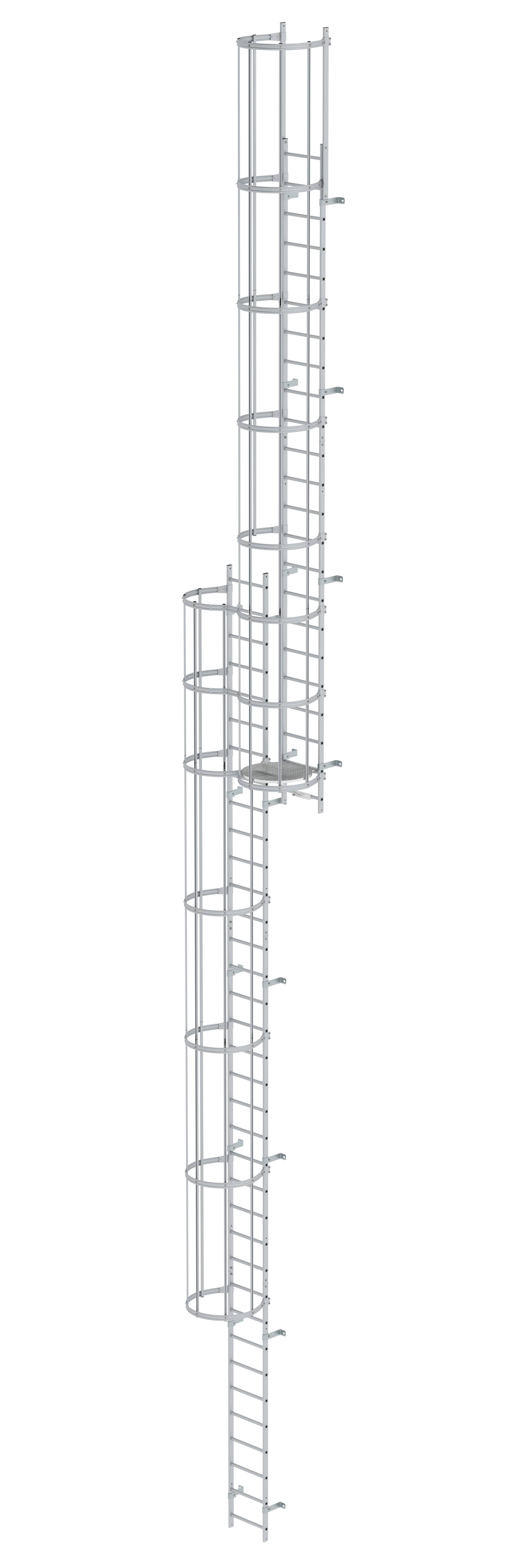 MUNK Mehrzügige Steigleiter mit Rückenschutz (Bau) Aluminium eloxiert  