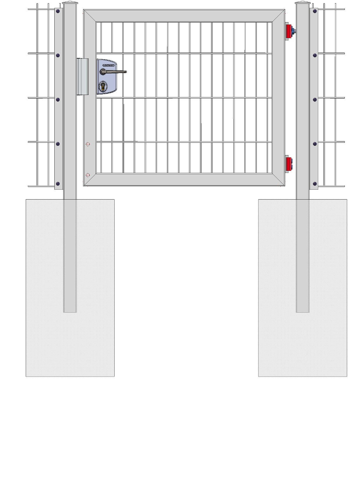 Toranlage 1-flügelig feuerverzinkt - inkl. Locinox-Schloss (PZ-vorgerichtet)