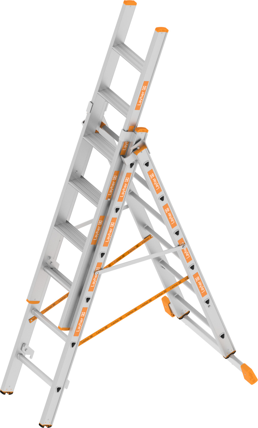 Layher Allzweckleiter 3-teilig mit Stufen TOPIC 1041  