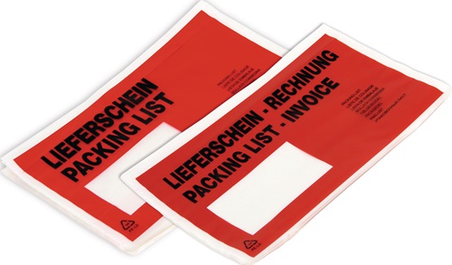 Begleitpapierta.Fol.selbstkl.rot/transp. B240xL110mm Lieferschein 1000 St./Krt.