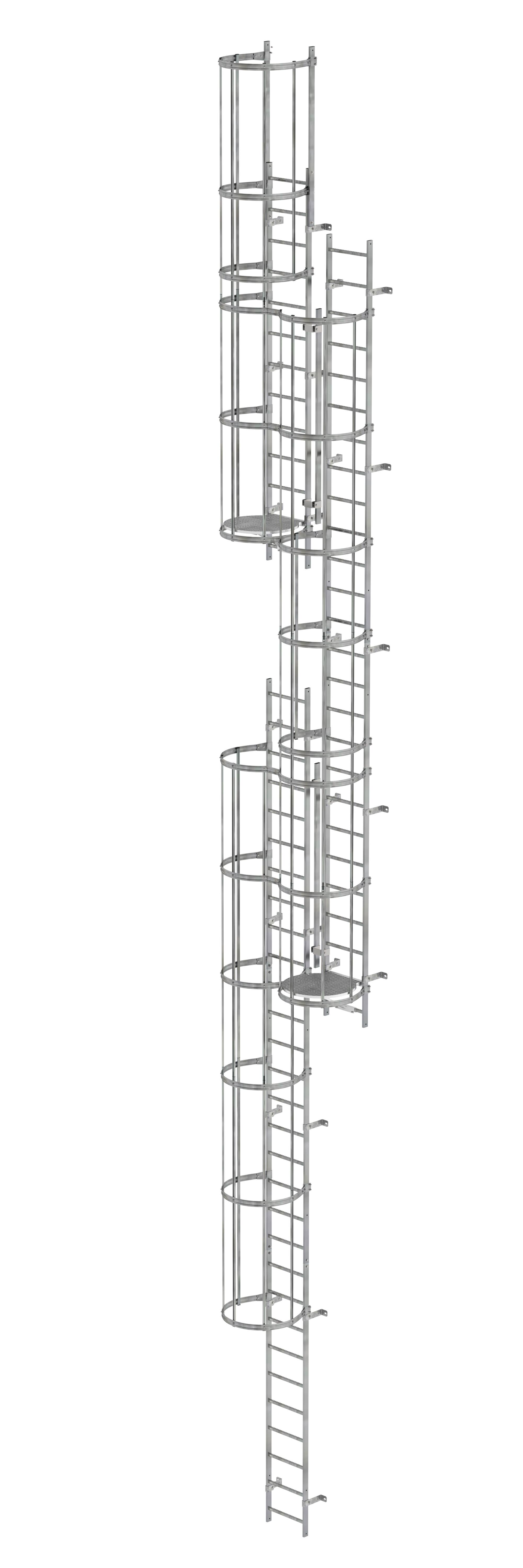 MUNK Mehrzügige Steigleiter mit Rückenschutz (Maschinen) Stahl verzinkt  